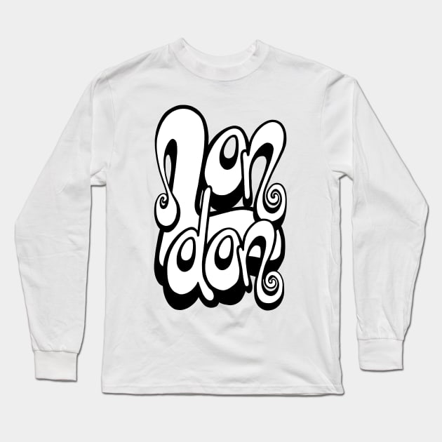 London lettering art - white and black Long Sleeve T-Shirt by BigNoseArt